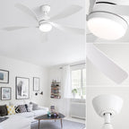 52 Inch Ceiling Fan with Remote & Lights Quiet DC Motor 5 Blade High CFM Modern Fan