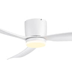 52 Inch Black/White Flush Mount LED Ceiling Fan with Lights Remote(3-Blade)