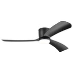 52 Inch Black/White Flush Mount LED Ceiling Fan with Lights Remote(3-Blade)