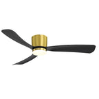 52 Inch Black/White Flush Mount LED Ceiling Fan with Lights Remote(3-Blade)