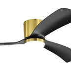 52 Inch Black/White Flush Mount LED Ceiling Fan with Lights Remote(3-Blade)