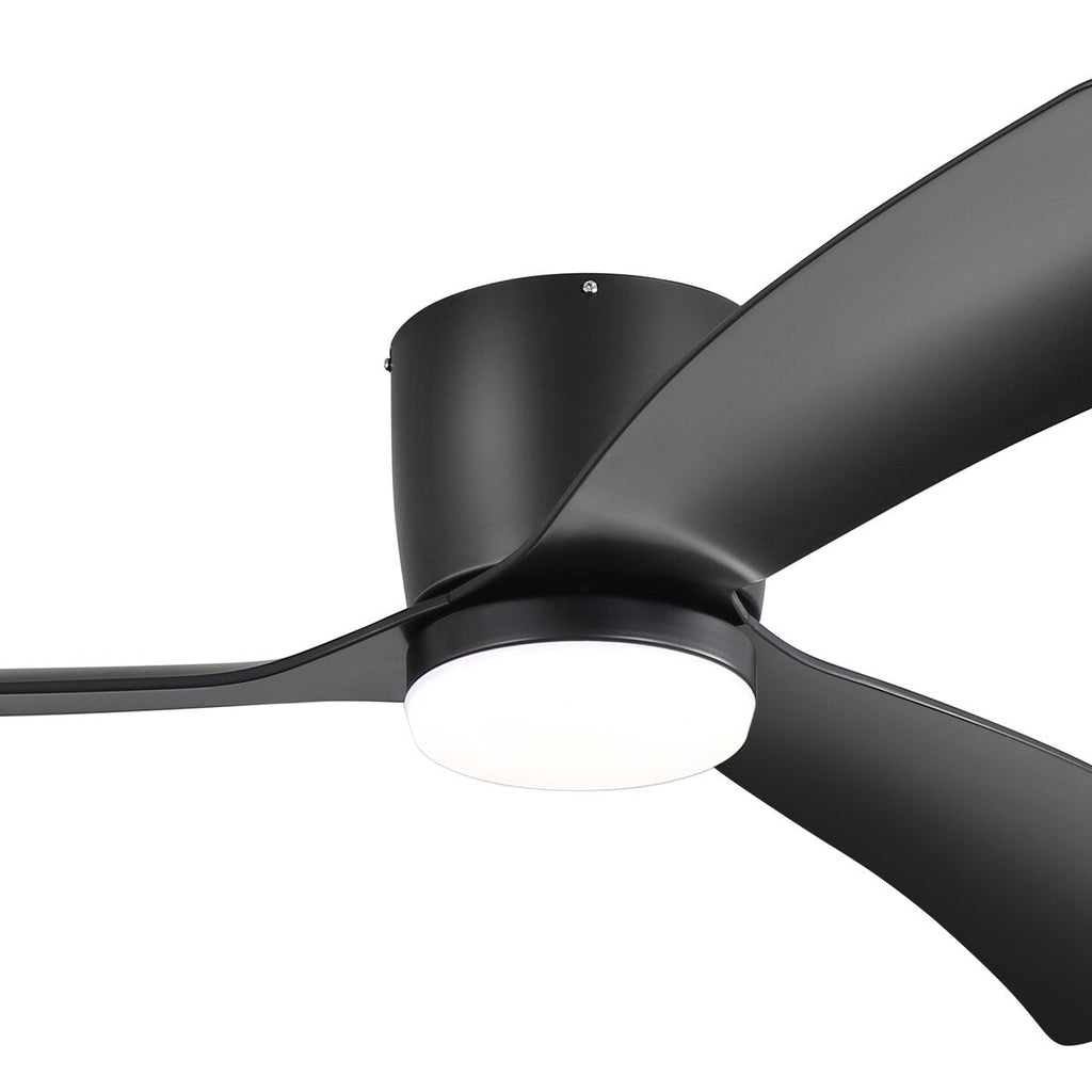 52 Inch Black/White Flush Mount LED Ceiling Fan with Lights Remote(3-Blade)