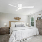 52 Inch Black/White Flush Mount LED Ceiling Fan with Lights Remote(3-Blade)