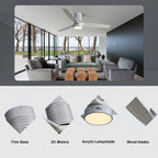 52 Inch Farmhouse Style Flush Mount Ceiling Fan with Light and Remote Control, Reversible DC Motor