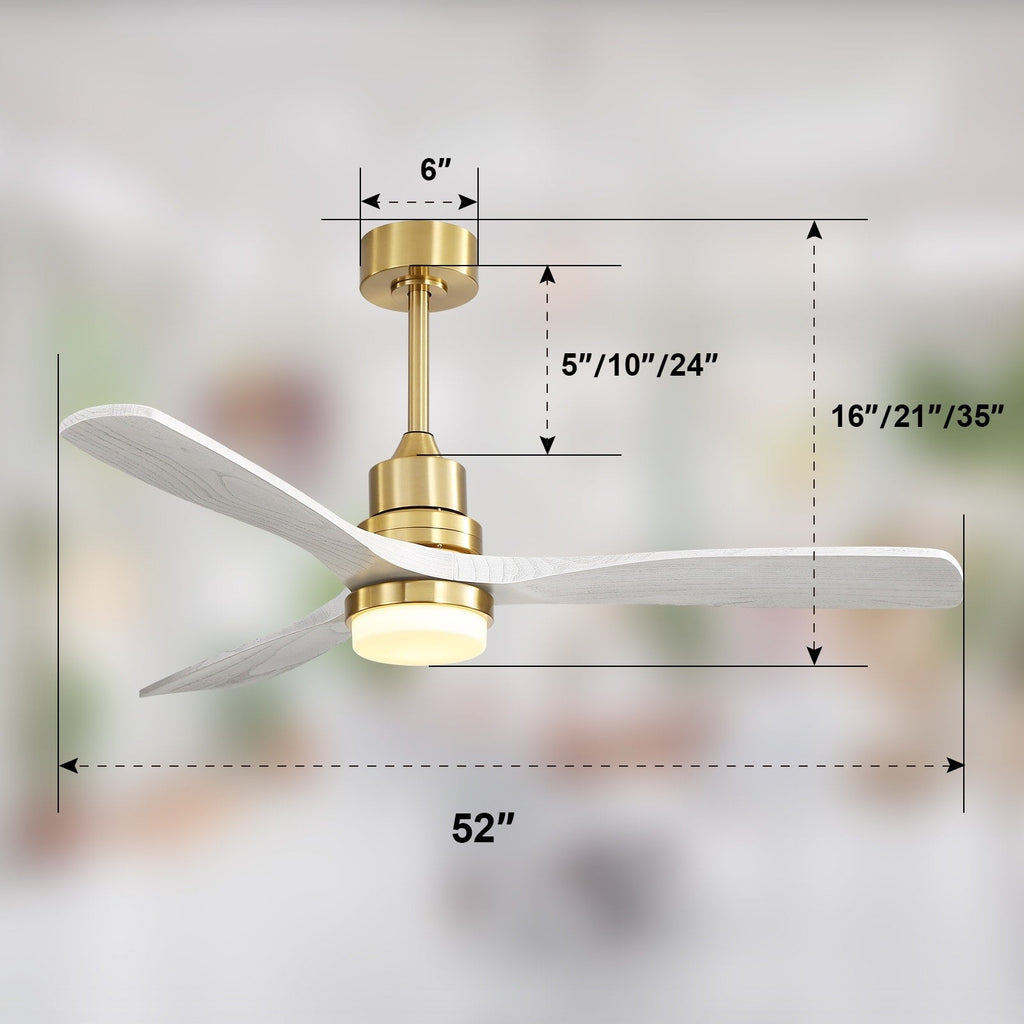 Sofucor 52 Indoor Wood Ceiling Fan Light with Remote, Integrated Light Optional