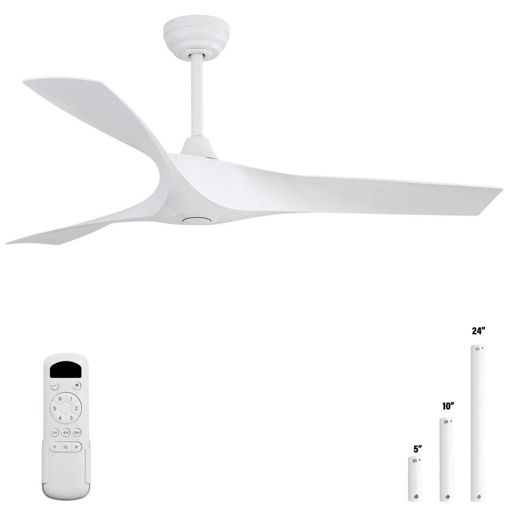 52 inch Modern Solid Wood / ABS Ceiling Fan With Remote Control(No Light),6 WInd Speed,Reversible Airflow