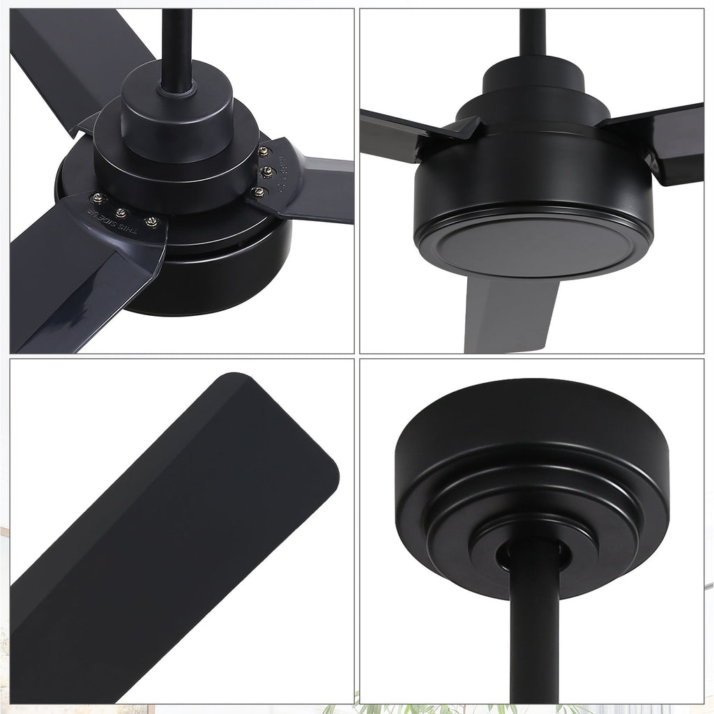 52 inch Modern Solid Wood / ABS Ceiling Fan With Remote Control(No Light),6 WInd Speed,Reversible Airflow