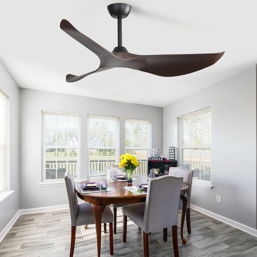 52 inch Modern Solid Wood / ABS Ceiling Fan With Remote Control(No Light),6 WInd Speed,Reversible Airflow