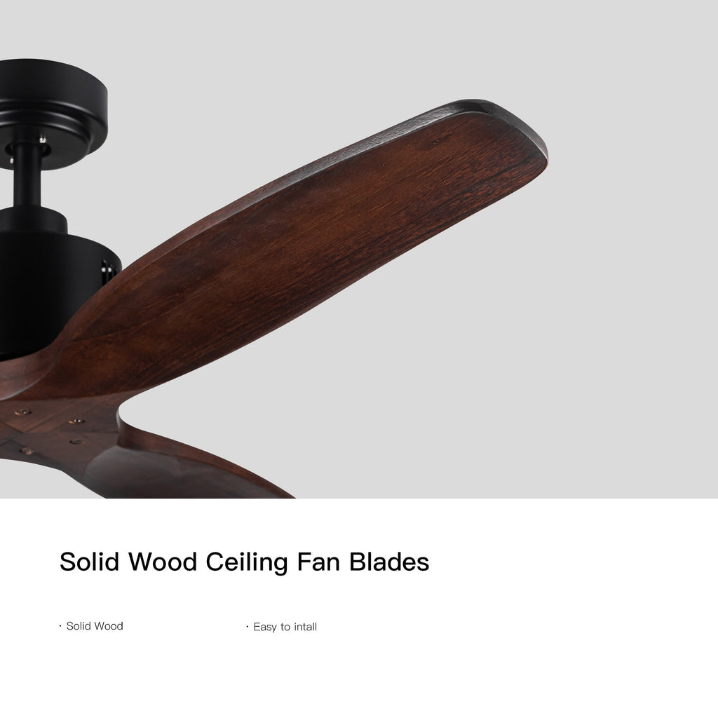 52 inch Modern Solid Wood / ABS Ceiling Fan With Remote Control(No Light),6 WInd Speed,Reversible Airflow