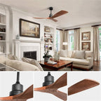 52 inch Modern Solid Wood / ABS Ceiling Fan With Remote Control(No Light),6 WInd Speed,Reversible Airflow