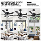 52 Modern Chrome/ Black Indoor Dimmable LED Ceiling Fan with Light and Remote