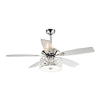 52 Modern 4-Light Chandelier Crystal Ceiling Fan with Remote