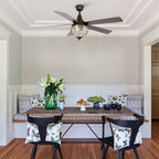 52 Industrial Black Wood 5-blade Crystal Ceiling Fan with Remote