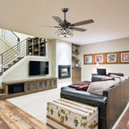 52 Modern 4-Light Chandelier Crystal Ceiling Fan with Remote