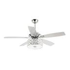 52 Modern 4-Light Chandelier Crystal Ceiling Fan with Remote