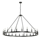 54-inch Round Wagon Wheel 24-light Chandelier