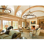 54-inch Round Wagon Wheel 24-light Chandelier