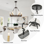 54-inch Round Wagon Wheel 24-light Chandelier