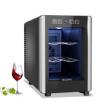 6-Bottle Wine Cooler Refrigerator(46-66°F),Mini Freestanding Beverage Cooler for Summer,Wine Cooler with Temperature Control