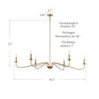 6 Light 64 Inches Minimalist Chandelier in Matte Black / Gold /Chrome - N/A