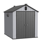 6 ft x 4 ft/6 ft x 8 ft/8 ft x 6 ft/8 ft x 10 ft All-Weather Resin Outdoor Plastic Storage Shed w/Floor, Spire Tool Shed