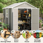 6 ft x 4 ft/6 ft x 8 ft/8 ft x 6 ft/8 ft x 10 ft All-Weather Resin Outdoor Plastic Storage Shed w/Floor, Spire Tool Shed