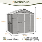 6 ft x 4 ft/6 ft x 8 ft/8 ft x 6 ft/8 ft x 10 ft All-Weather Resin Outdoor Plastic Storage Shed w/Floor, Spire Tool Shed