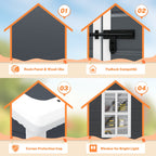 6 ft x 4 ft/6 ft x 8 ft/8 ft x 6 ft/8 ft x 10 ft All-Weather Resin Outdoor Plastic Storage Shed w/Floor, Spire Tool Shed