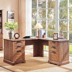 60 Farmhouse L Shaped Executive Desk, Wood Corner Desk, Computer Desk