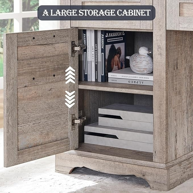 60 Farmhouse L Shaped Executive Desk, Wood Corner Desk, Computer Desk