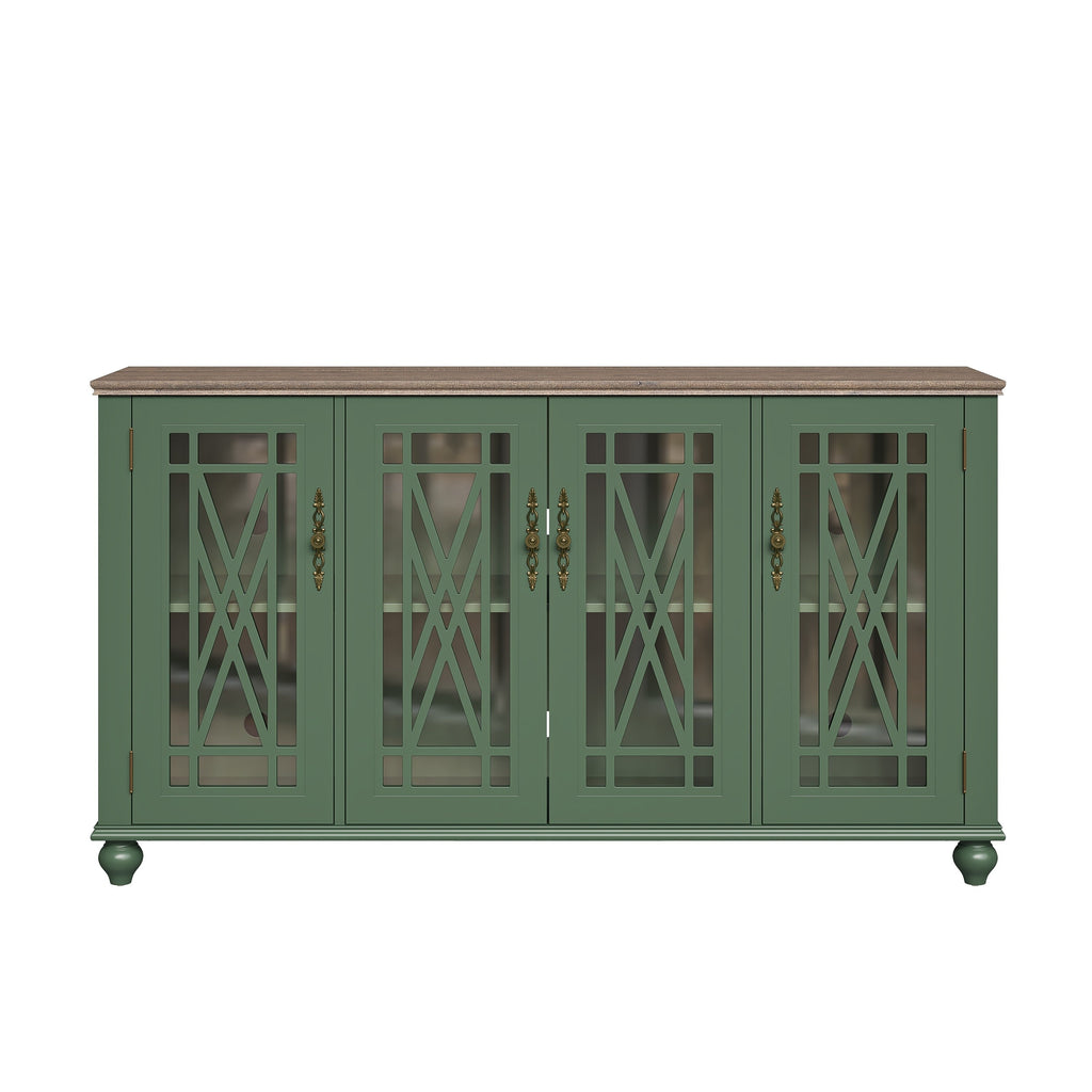 63 Vintage Style Wood Kitchen Accent Buffet Sideboard Cabinet - 63 in Width