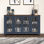 63 Vintage Style Wood Kitchen Accent Buffet Sideboard Cabinet - 63 in Width