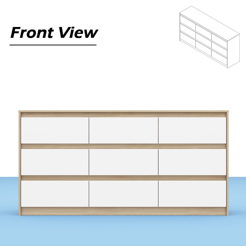 63W 9 Drawer Dresser Accent Dresser for Living Room Bedroom Chest