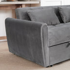 64.96 Velvet 3-in-1 Convertible Sofa Bed with Adjustable Back, Storage Pocket, and 500lb Weight Capacity