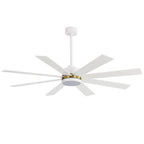 65 Inch 8-Blade Black LED Ceiling Fan with Light and Remote