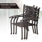 MAISON ARTS 7-Piece Cast Aluminum Patio Dining Set with Expandable Rectangular Table & 6 Cast Aluminum Chairs