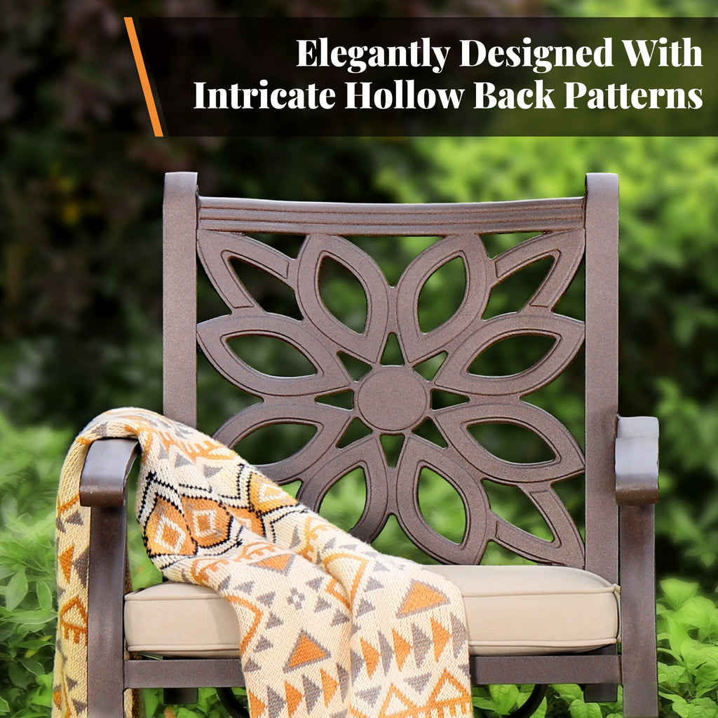 MAISON ARTS 7-Piece Cast Aluminum Patio Dining Set with Expandable Rectangular Table & 6 Cast Aluminum Chairs