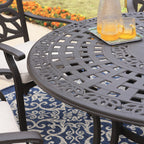 MAISON ARTS Cast Aluminum Dining Chairs/Patio Dining Set with Round Dining Table & 6 Cast Aluminum Patio Chairs