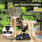 MAISON ARTS Cast Aluminum Dining Chairs/Patio Dining Set with Round Dining Table & 6 Cast Aluminum Patio Chairs