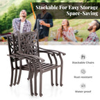 MAISON ARTS Cast Aluminum Dining Chairs/Patio Dining Set with Round Dining Table & 6 Cast Aluminum Patio Chairs