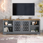 70 in. Rustic Decorative Floral Door TV Stand for up to 80 TVs