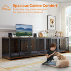 70.86'' Dog Crate Furniture Large Breed TV Stand with Cushion & Double Rooms (No Cushion)