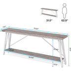 70.9 Inch Extra Long Sofa Table, Industrial Entry Console Table