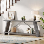 70.9 Inches Long Rustic Wood Console Sofa Table with Storage Shelf