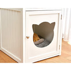 Bastet Wooden Cat Cave Bedside Cabinet Litter Box Cat House Nightstand White