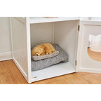 Bastet Wooden Cat Cave Bedside Cabinet Litter Box Cat House Nightstand White