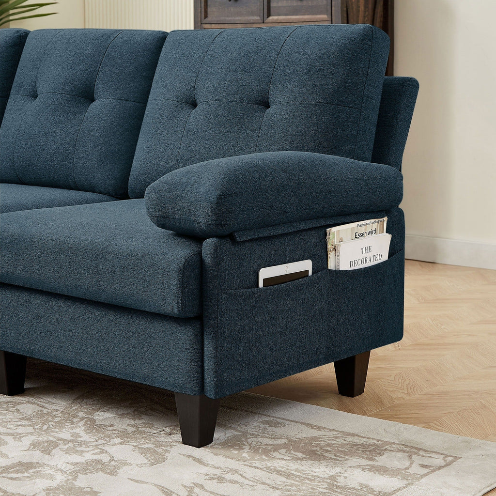 86.22 L Shaped Sectional Sofa with Side Storage Pockets