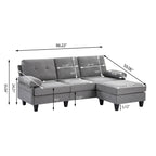 86.22 L Shaped Sectional Sofa with Side Storage Pockets