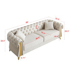 89 Velvet 3-Seater Sofa Sofa with Two Seat Cushions and Two Toss Pillows