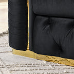 90.6 Velvet 3-Seater Sofa with 2 Pillows High-Density Cushions, Gold Accents, and Pillows